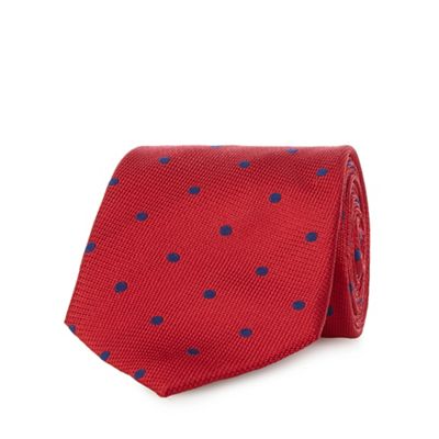 Red silk spot print tie